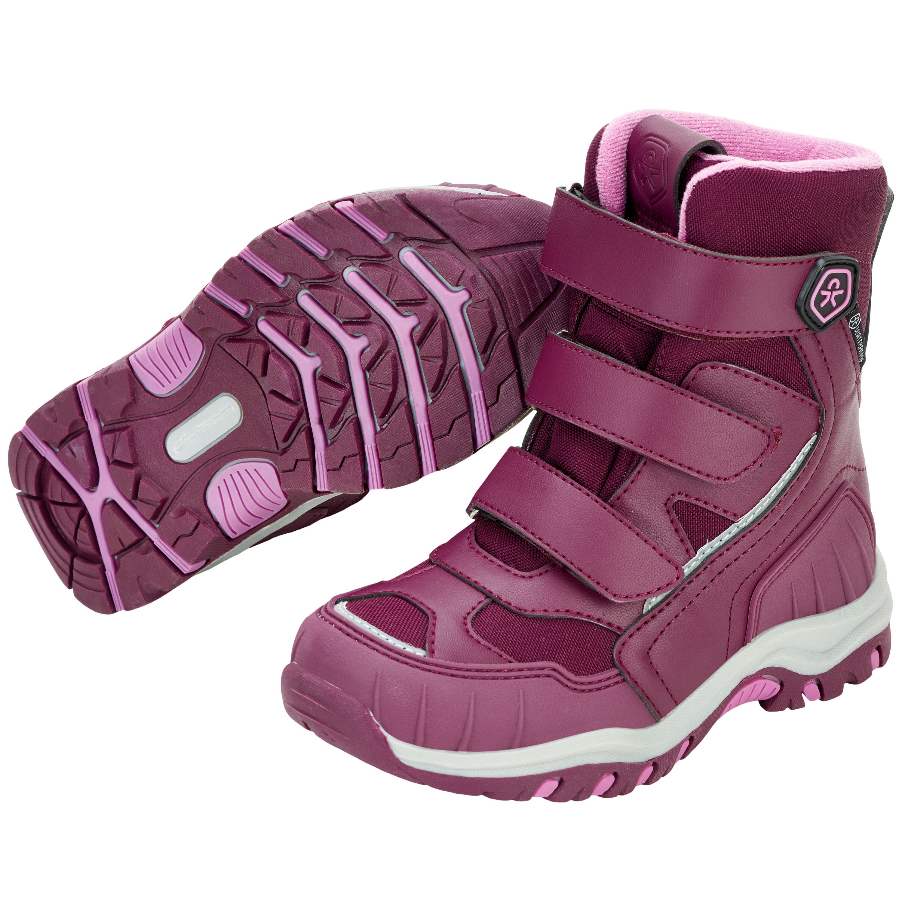 Boots high cut w. 3 velcro, WP, potent purple, size 35