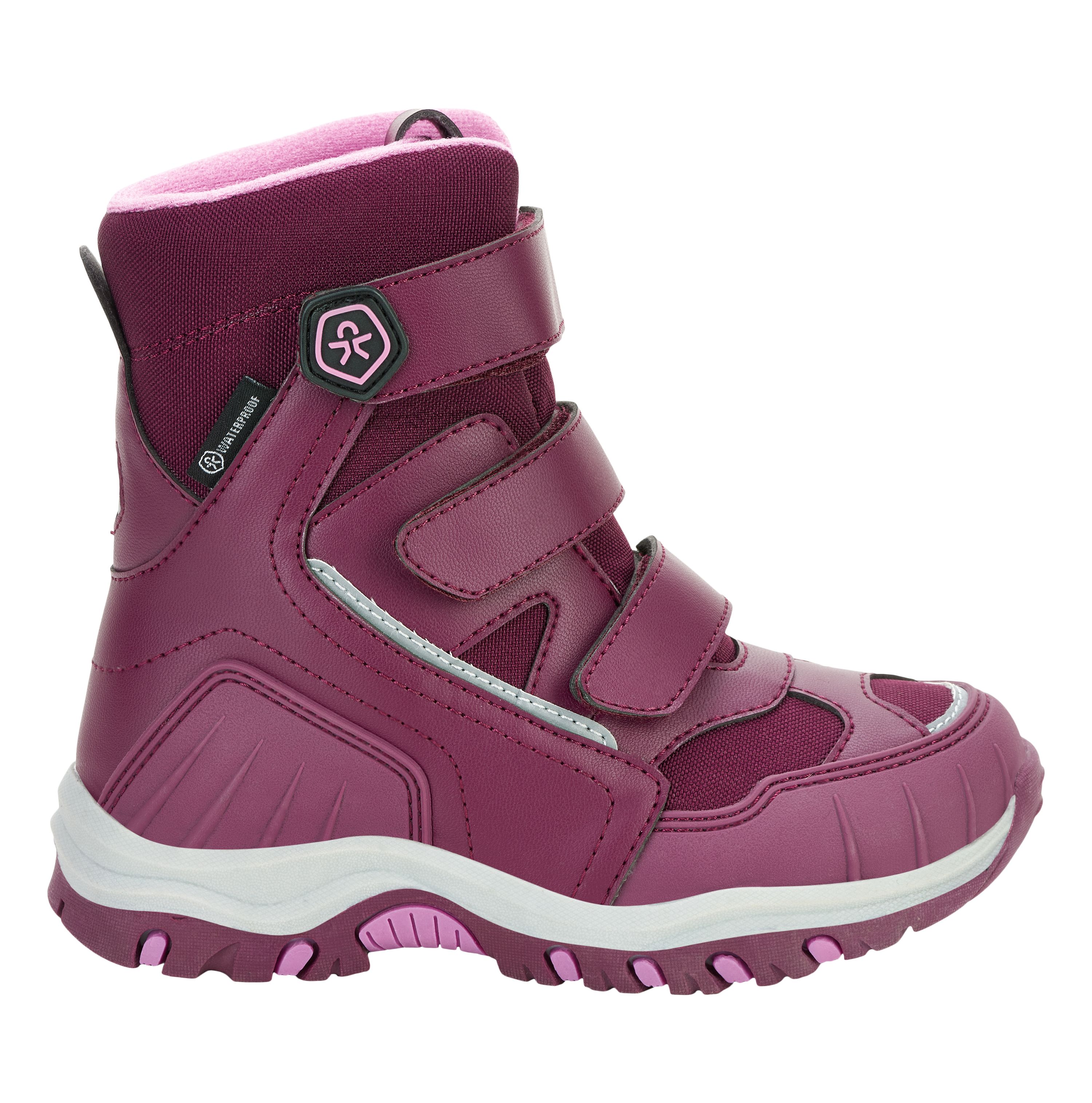 Boots high cut w. 3 velcro, WP, potent purple, size 35