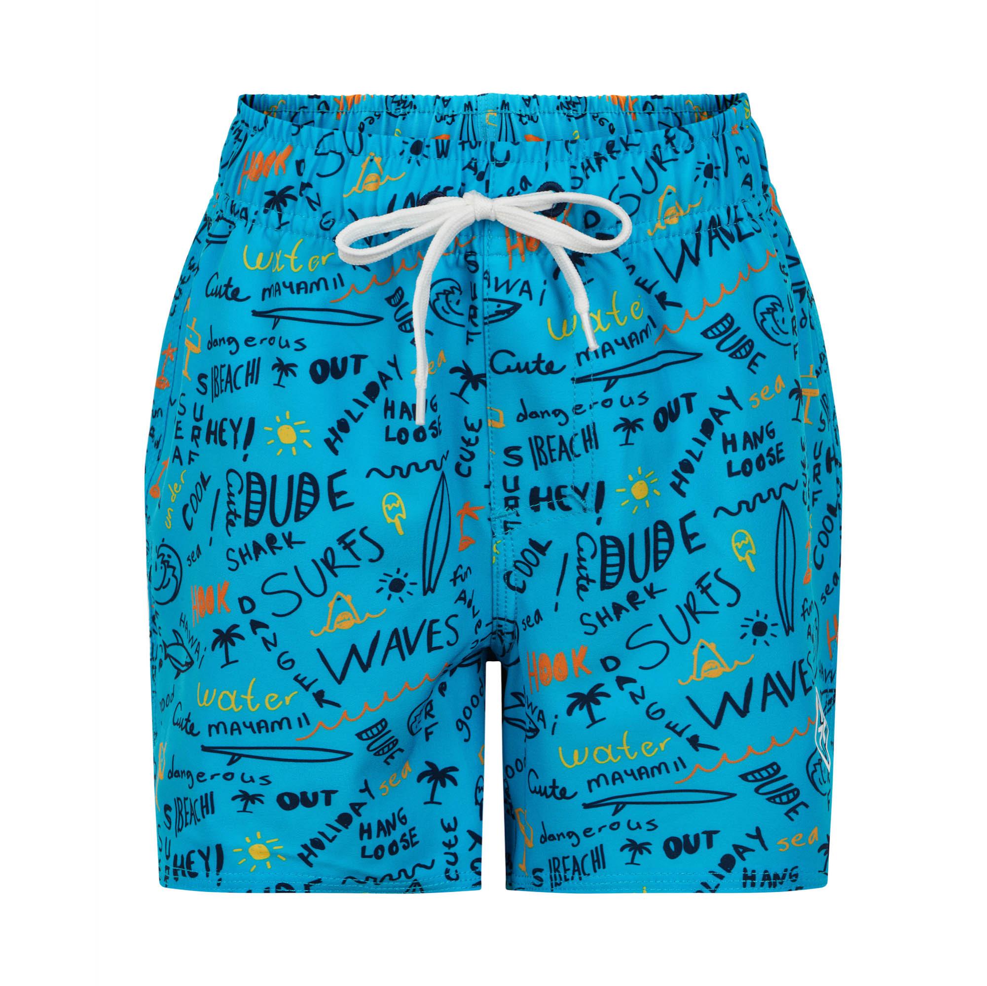 Swim shorts short AOP, cyan blue